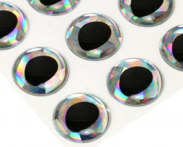 3D Epoxy Fish Eyes, Holographic Silver, 12 mm